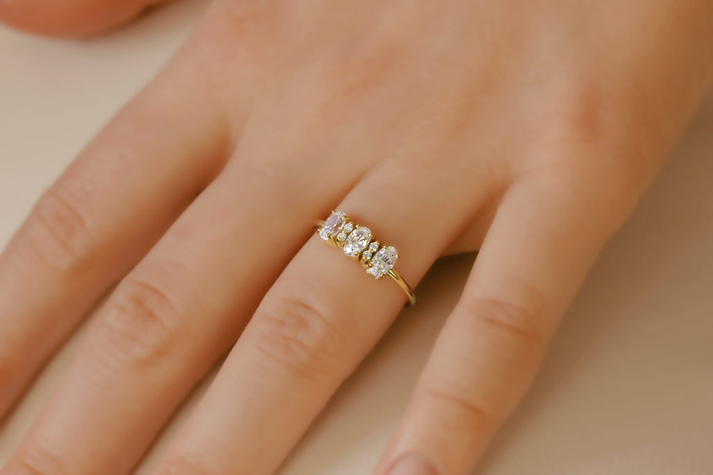 Vintage Opal Diamond Cluster 18K Gold Ring - HIGH KARAT LLC