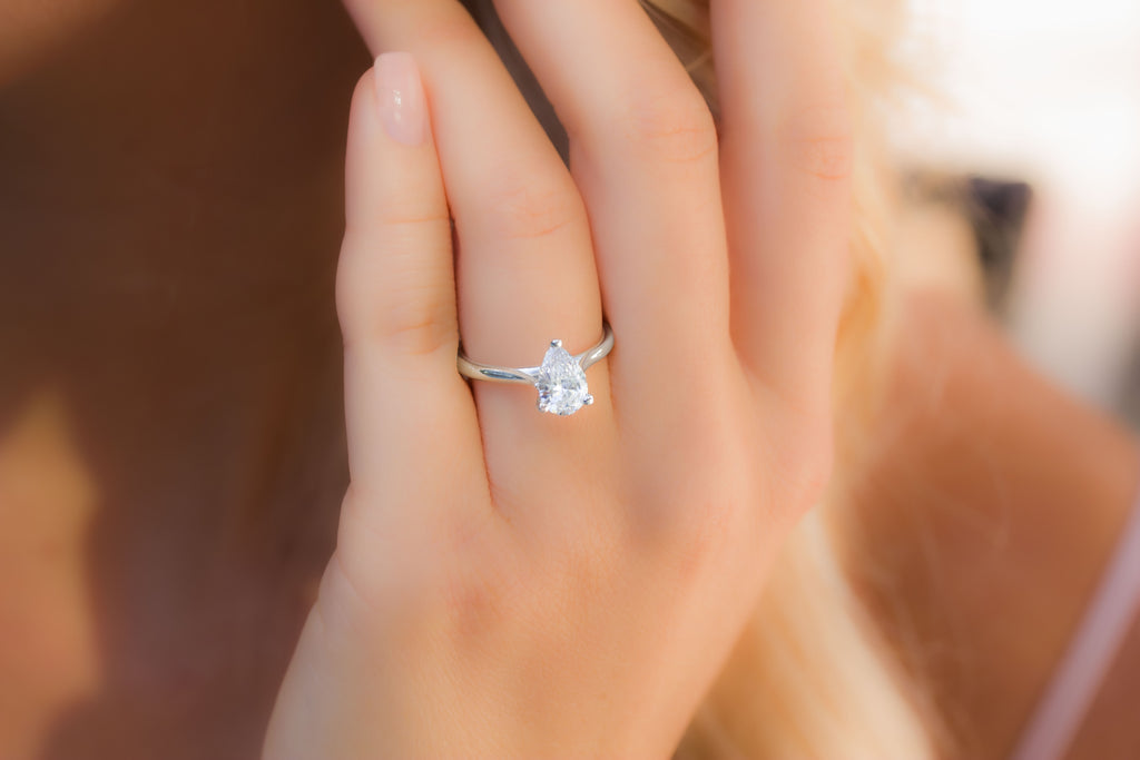 Pear Shaped Engagement Ring 1.5 Carat Simple Moissanite Pear Cut