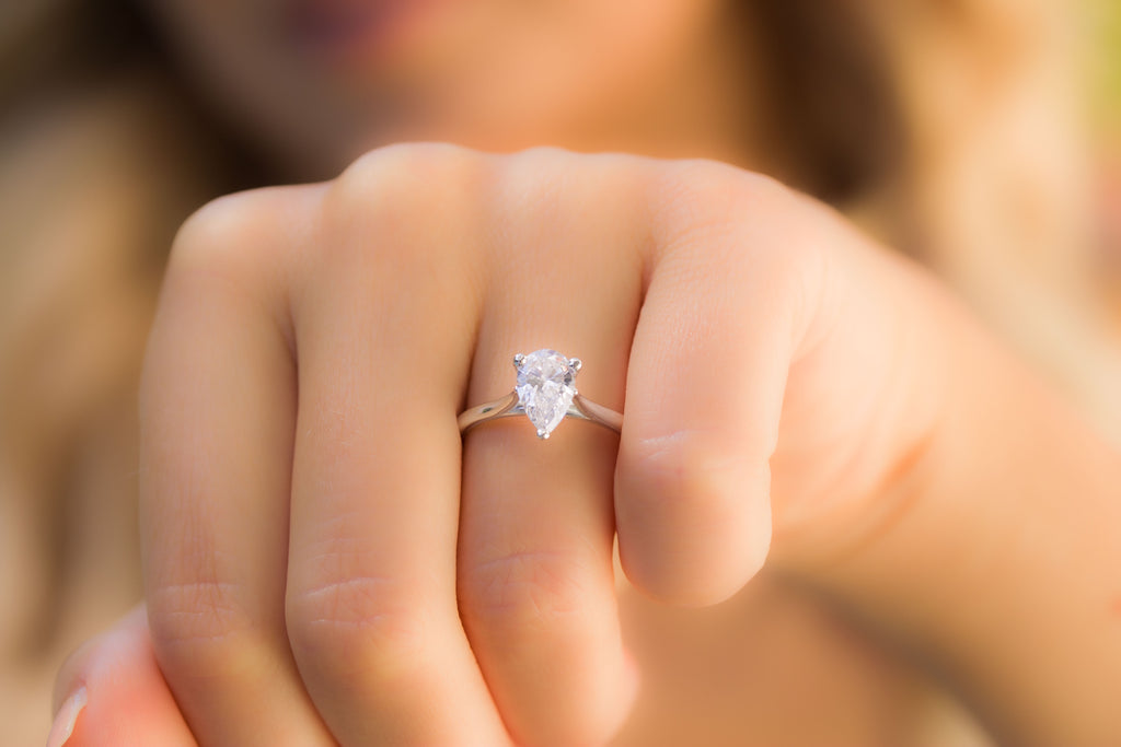 Pear Shaped Engagement Ring Carat Simple Moissanite Pear Cut Ring