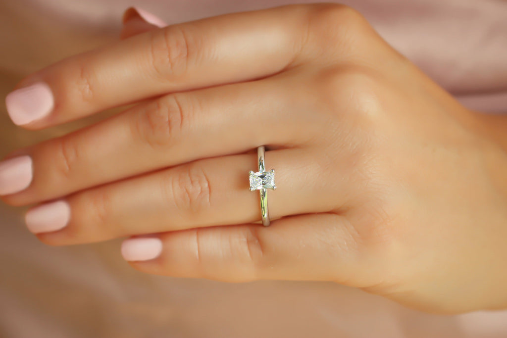 Rectangular Radiant Cut Diamond Engagement Rings