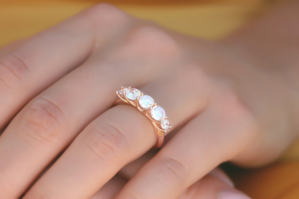 Five Stone Emerald Cut Diamond Ring | Blingster®