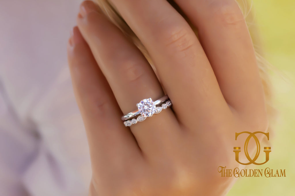 Round diamond ring with wedding band Clearance