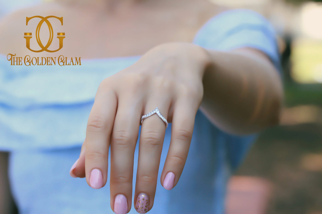 Buy Diamond Ring, Diamond Set V Shape 14K Solid Gold Ring With the Matching  V Ball Ring, Unique Ring, Dainty Ring, Engagement Ring Online in India -  Etsy