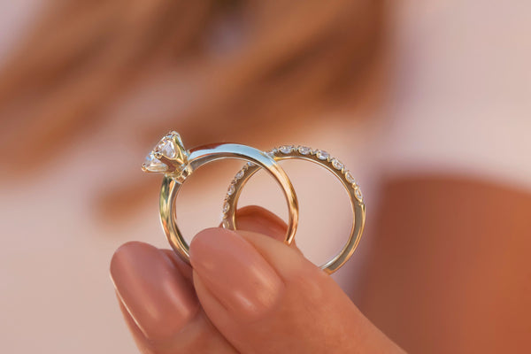 Round Cut Wedding & Engagement Ring Set| Bridal jewelry Set in 14K Sol ...