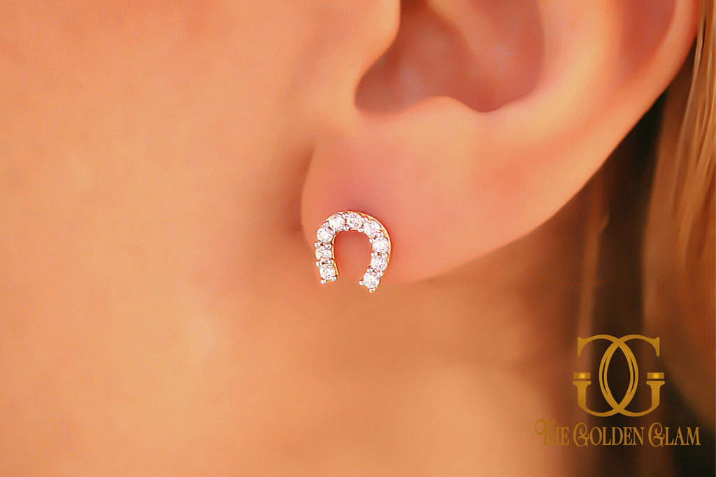 14K Gold Horseshoe Earrings