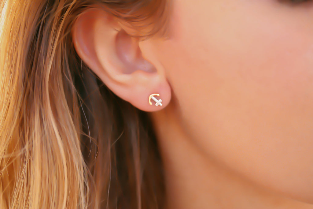 Anchor Earrings Stud, Gold Anchor Earrings, Dainty Gold Earrings, Gold –  The Golden Glam